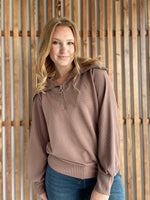 Mocha Ribbed Quarter Zip