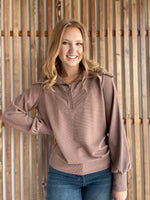 Mocha Ribbed Quarter Zip