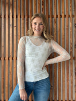 Lace Mock Neck Long Sleeve - Bone