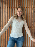 Lace Mock Neck Long Sleeve - Bone