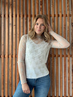 Lace Mock Neck Long Sleeve - Bone