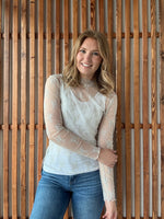 Lace Mock Neck Long Sleeve - Bone