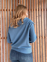 Dusty Blue Ribbed Quarter Zip