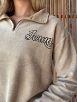 Ribbed 3/4 Zip Vintage Iowa Left Chest