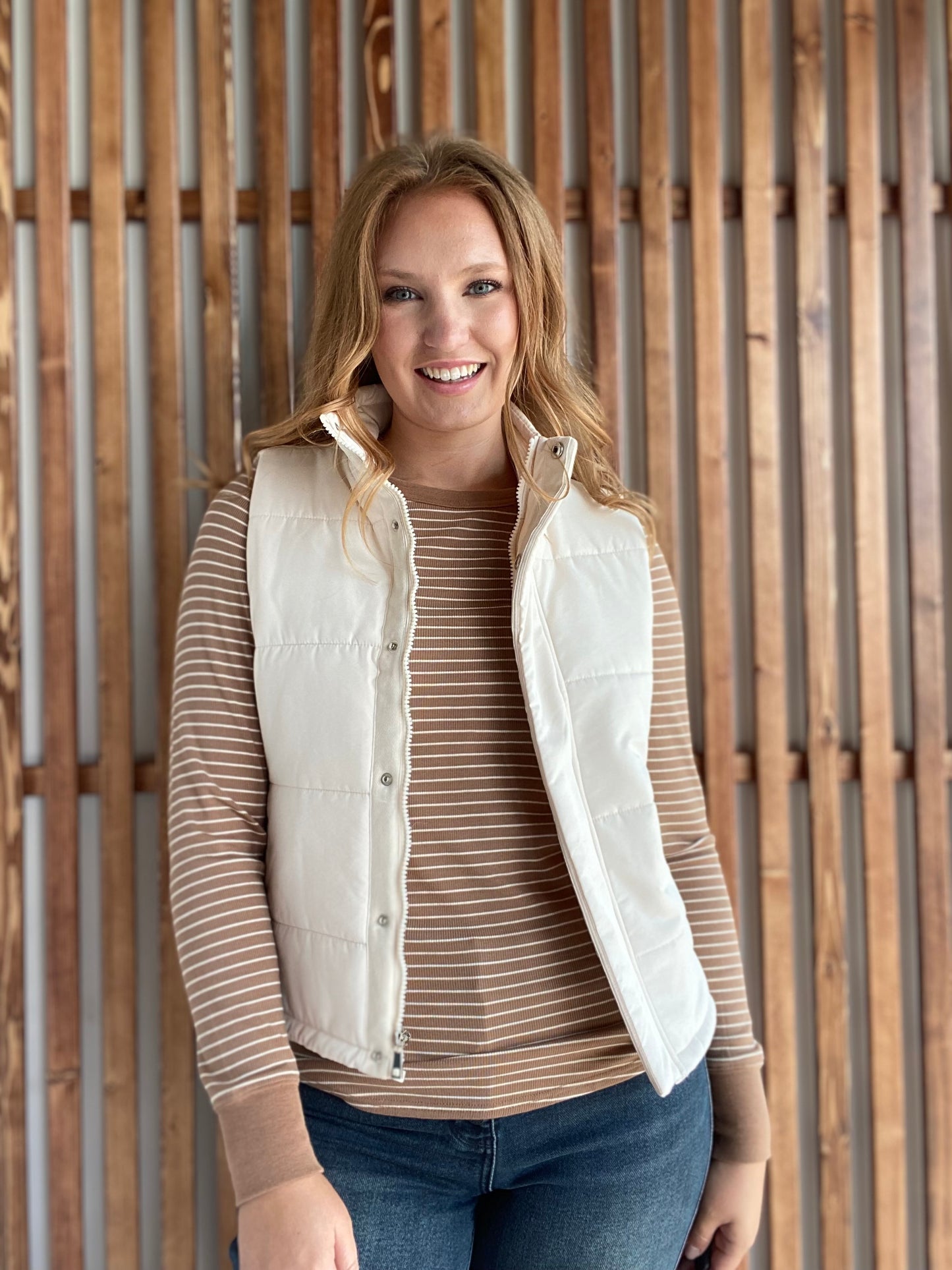 Cream Everyday Puffer Vest