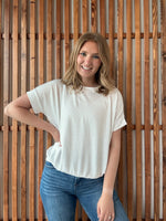 Corded Rib Short Sleeve Top - White