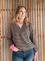 Coco & Navy Stripe with Pink Trim Sweatshirt