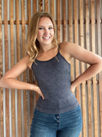 Washed Ribbed Padded Tank Top