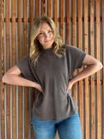 Round Neck Ribbed Short Sleeve Top