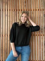 Scuba Dolman Sleeve Pullover - Black