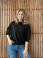 Scuba Dolman Sleeve Pullover - Black