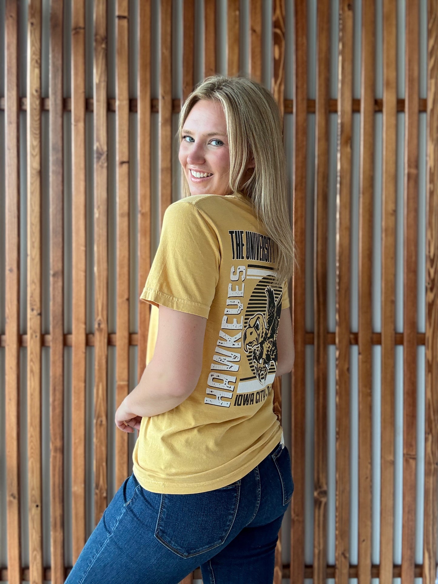 Retro Hawkeye Tee in Vintage Gold