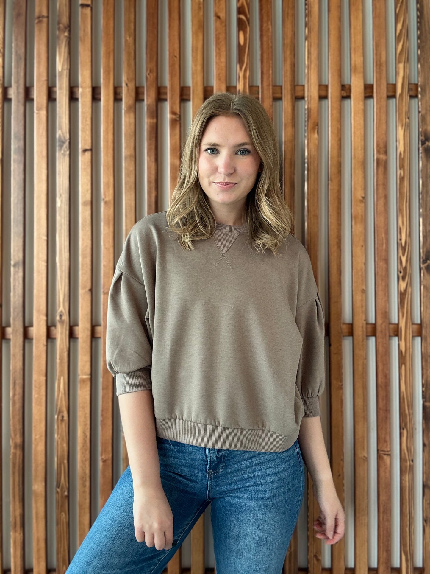 Scuba Dolman Sleeve Pullover - Cocoa