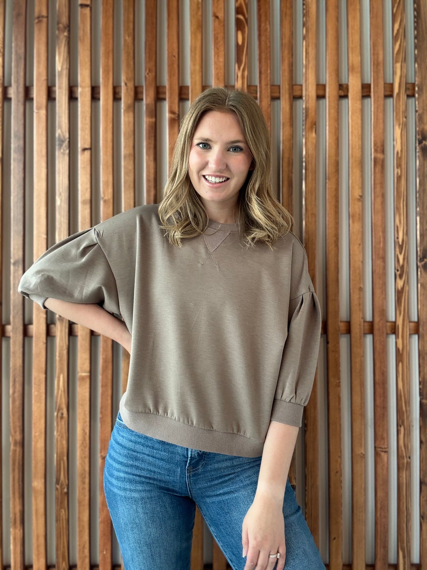 Scuba Dolman Sleeve Pullover - Cocoa
