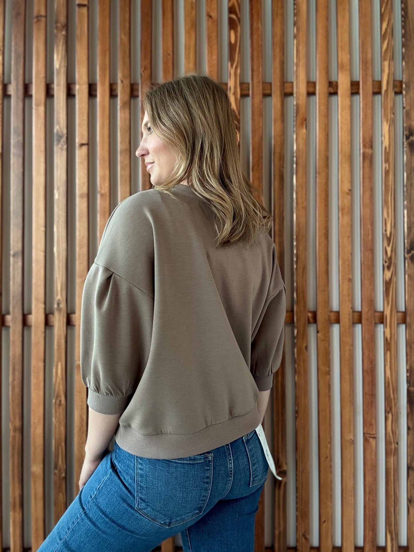 Scuba Dolman Sleeve Pullover - Cocoa
