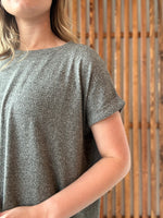 Soft Melange Hacci Round Neck Short Sleeve - Black