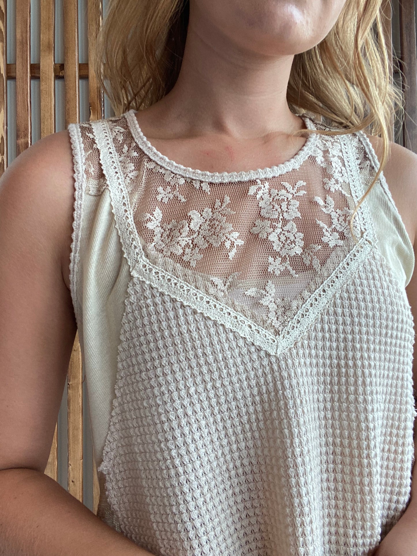 Waffle Lace Tank