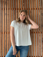 Soft Melange Hacci Round Neck Short Sleeve - White