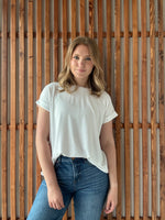 Soft Melange Hacci Round Neck Short Sleeve - White