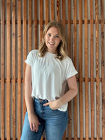 Soft Melange Hacci Round Neck Short Sleeve - White