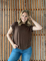 Hacci Slub Rolled Up Sleeve Tee - Brown