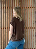 Hacci Slub Rolled Up Sleeve Tee - Brown