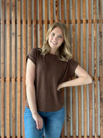 Hacci Slub Rolled Up Sleeve Tee - Brown