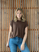 Hacci Slub Rolled Up Sleeve Tee - Brown