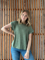 Hacci Slub Rolled Up Sleeve Tee - Light Olive