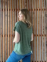 Hacci Slub Rolled Up Sleeve Tee - Light Olive