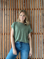 Hacci Slub Rolled Up Sleeve Tee - Light Olive