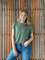 Hacci Slub Rolled Up Sleeve Tee - Light Olive