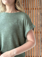 Hacci Slub Rolled Up Sleeve Tee - Light Olive