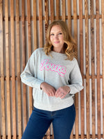 Double Layer Vintage Iowa Sweatshirt - Pink & Grey