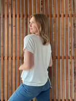 Soft Melange Hacci V-Neck Tee - White