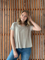 Soft Melange Hacci V-Neck Tee - Ash Mocha