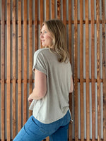 Soft Melange Hacci V-Neck Tee - Ash Mocha