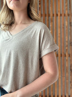 Soft Melange Hacci V-Neck Tee - Ash Mocha