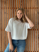 Double Knit Banded Bottom Short Sleeve - White