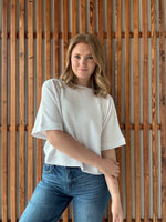 Double Knit Banded Bottom Short Sleeve - White