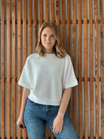Double Knit Banded Bottom Short Sleeve - White