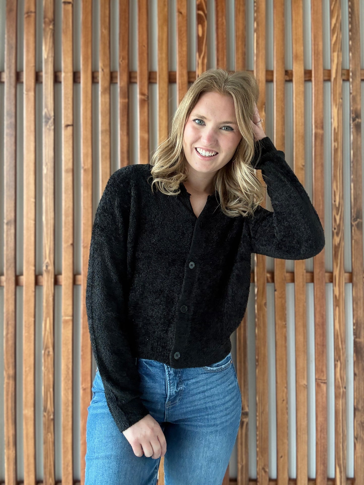 Five Button Sweater Cardigan - Black