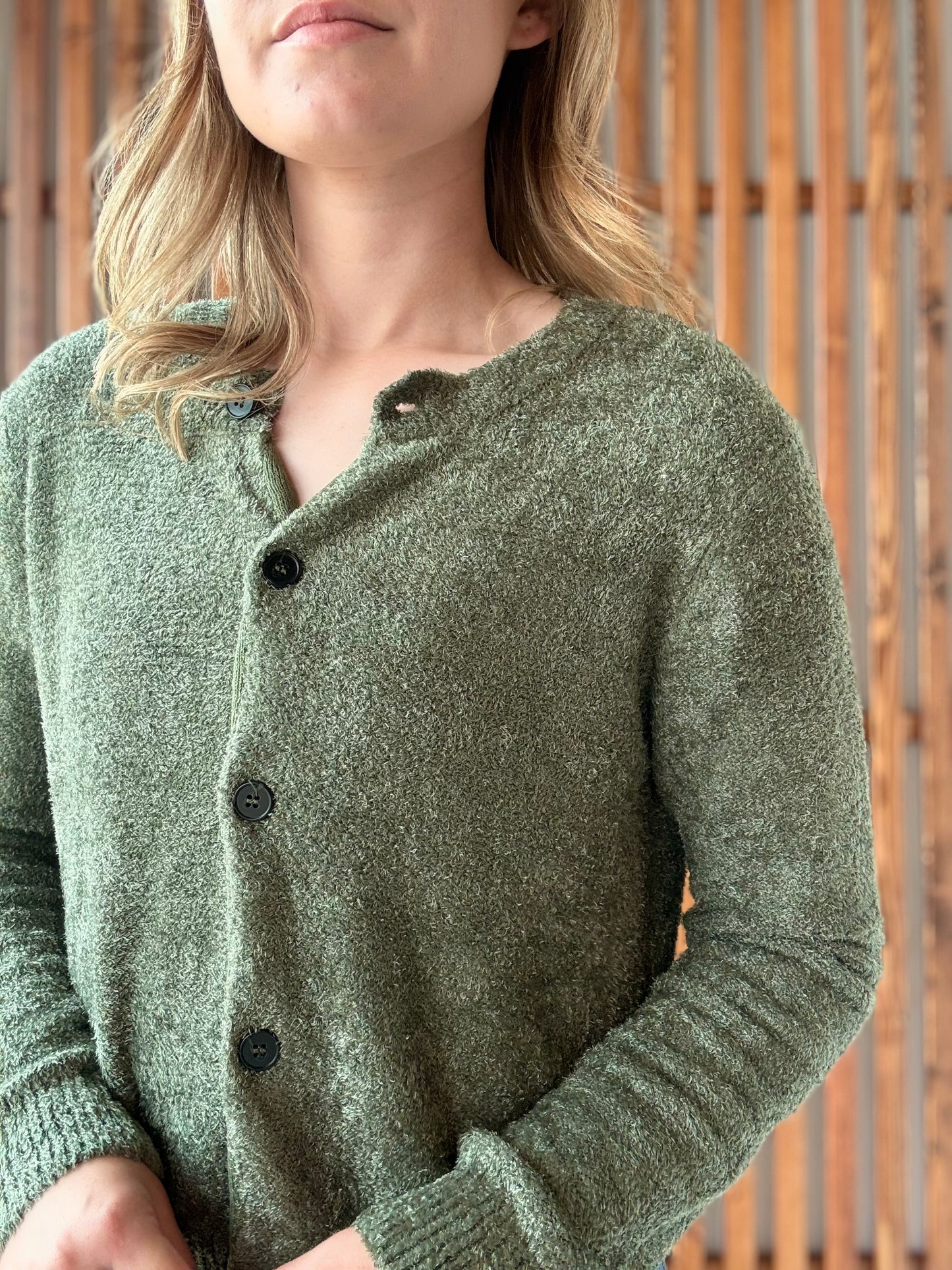 Five Button Sweater Cardigan - Light Olive
