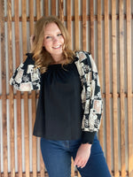 Black Crochet Sleeve Blouse