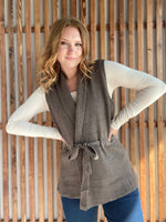 Mocha Waist Drawstring Tie Sweater Vest