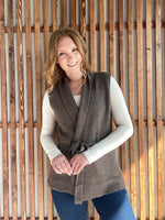 Mocha Waist Drawstring Tie Sweater Vest