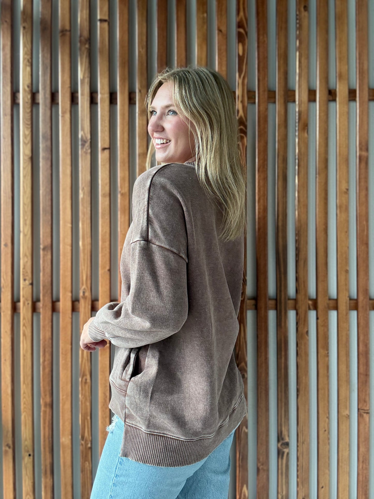 Floral Iowa Sweatshirt With Pocket: Brown