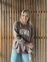 Floral Iowa Sweatshirt With Pocket: Brown