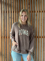Floral Iowa Sweatshirt With Pocket: Brown