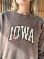 Floral Iowa Sweatshirt With Pocket: Brown